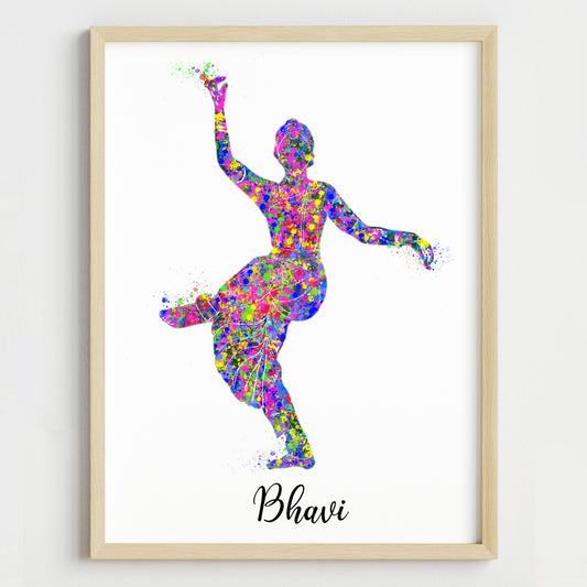 Bharatanatyam Dancer Personalized Wall Art (Framed)