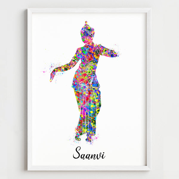 Load image into Gallery viewer, &#39;Bharatanatyam Dancer&#39; Personalized Wall Art (Framed)
