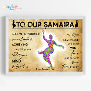 'Bharatanatyam Dancer' Girl Personalized Motivational Wall Art (Framed)