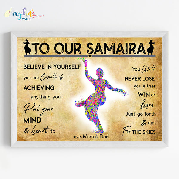 Load image into Gallery viewer, &#39;Bharatanatyam Dancer&#39; Girl Personalized Motivational Wall Art (Framed)
