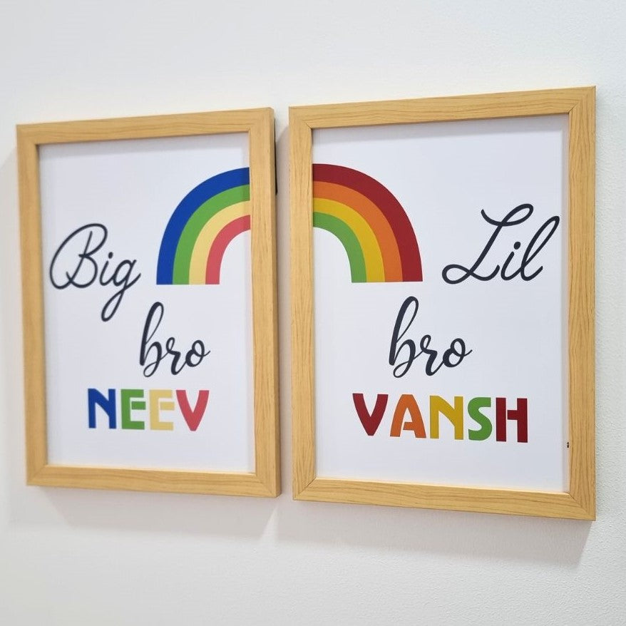 Big Bro Lil Bro Personalized Wall Art (Framed Set of 2)