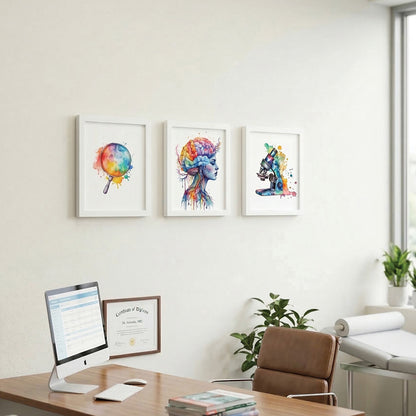 Biology Essentials Watercolor Wall Art Set