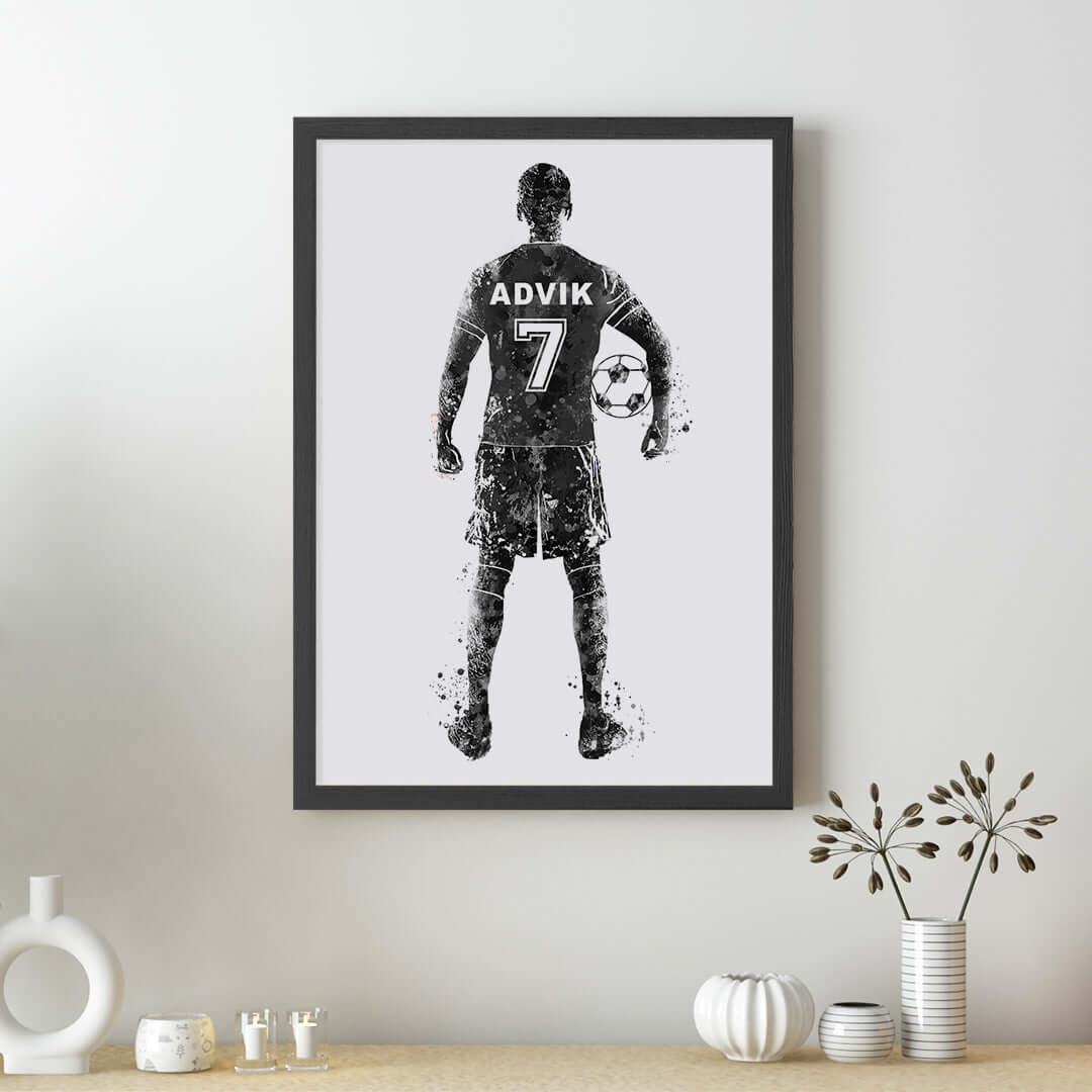 Black Inspirational football player wall art black frame