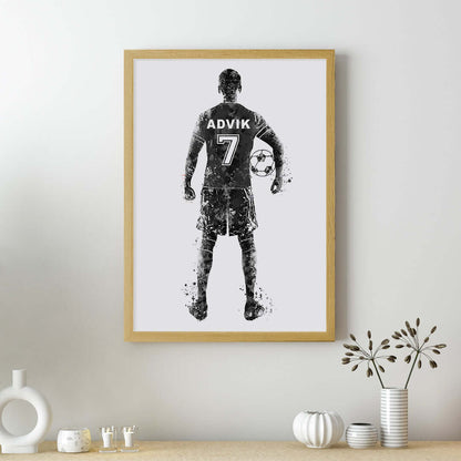 Black Inspirational football player wall art wooden frame