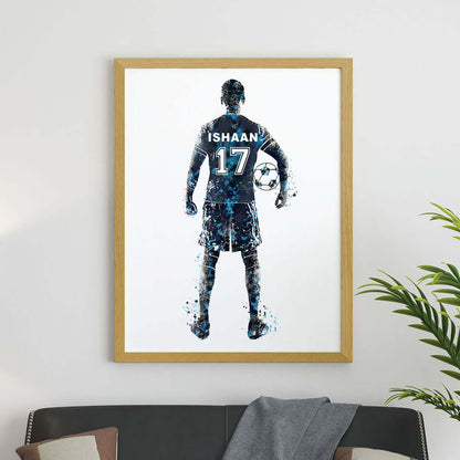 Blue Inspirational football player wall art wooden frame