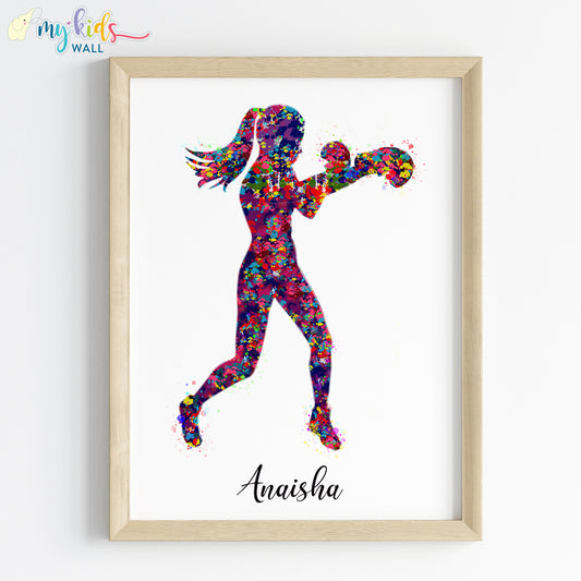 Boxer Girl Personalized Wall Art (Framed)