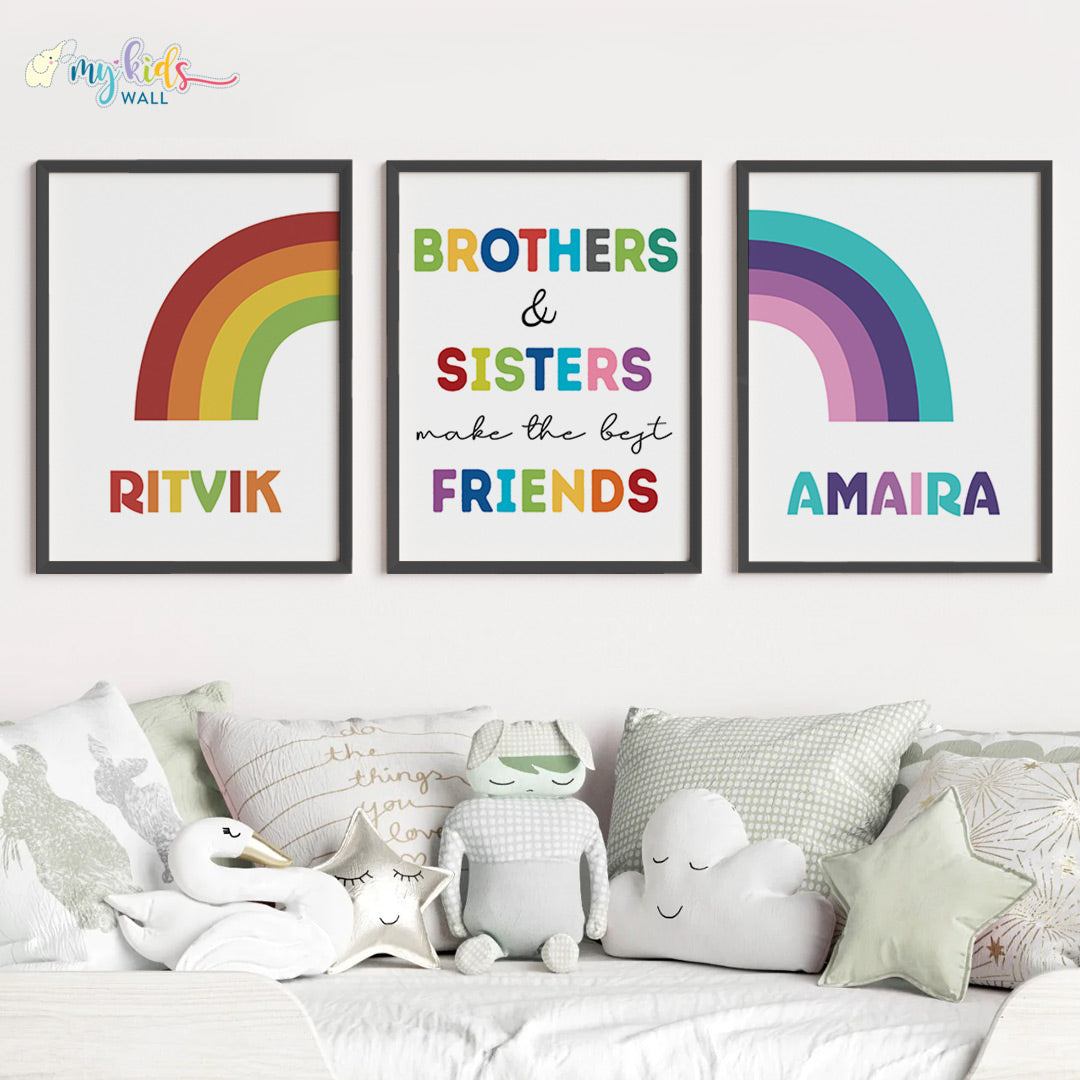 Brothers & Sisters Make the Best Friends Wall Art (Framed Set of 3) – My  Kids Wall