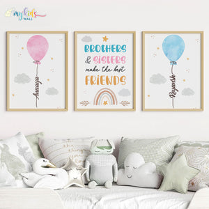 'Brothers & Sisters Make the Best Friends' Wall Art (Framed Set of 3)