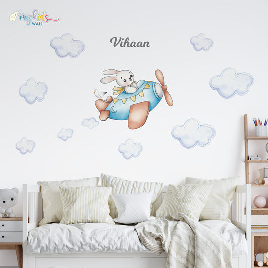 Bunny Sky Adventure Personalized Wall Stickers