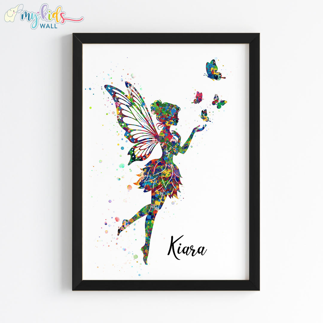 Butterfly Fairy Girl Personalized Wall Art (Framed)