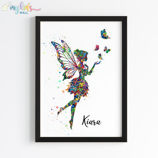 Butterfly Fairy Girl Personalized Wall Art (Framed)