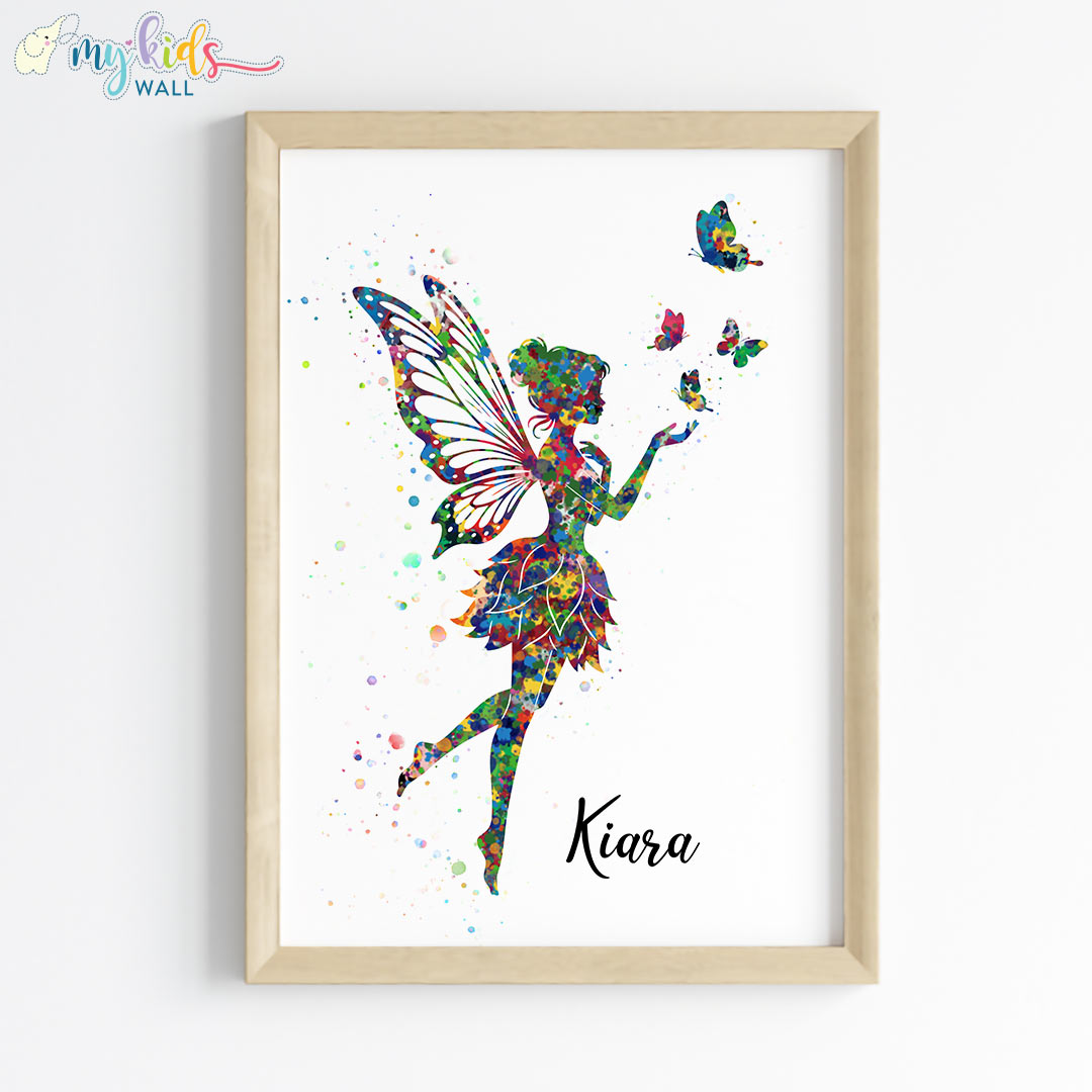 Butterfly Fairy Girl Personalized Wall Art (Framed)