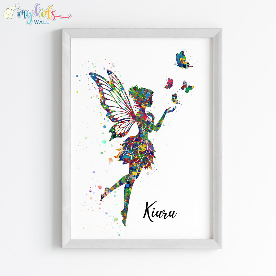 Butterfly Fairy Girl Personalized Wall Art (Framed)