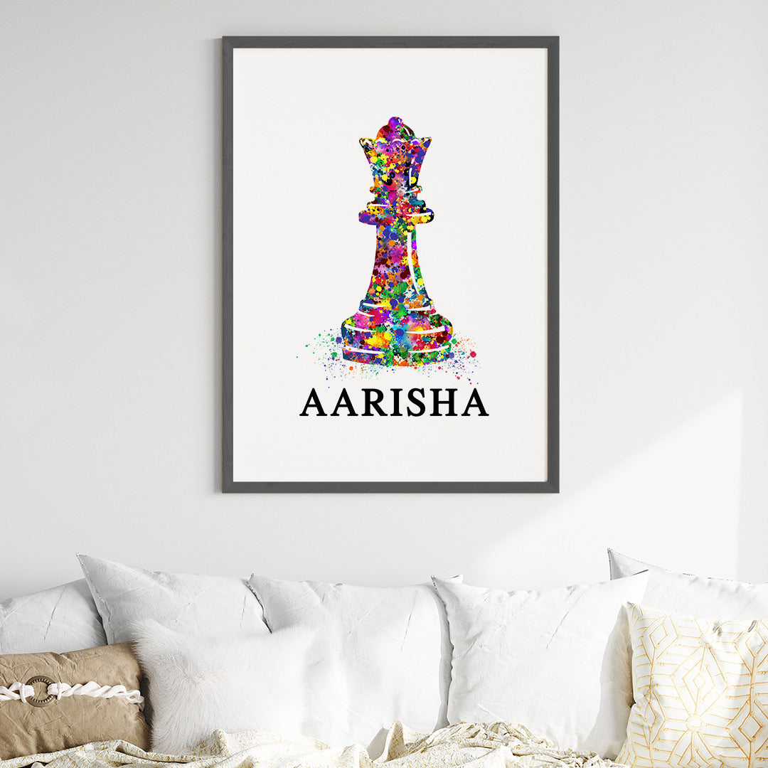 Chess Queen Personalised Wall Art (Big Frame)