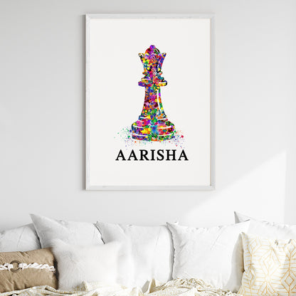 Chess Queen Personalised Wall Art (Big Frame)