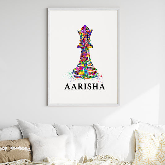 Chess Queen Personalised Wall Art (Big Frame)