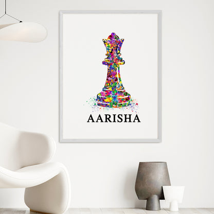 Chess Queen Personalised Wall Art (Big Frame)