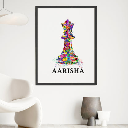 Chess Queen Personalised Wall Art (Big Frame)