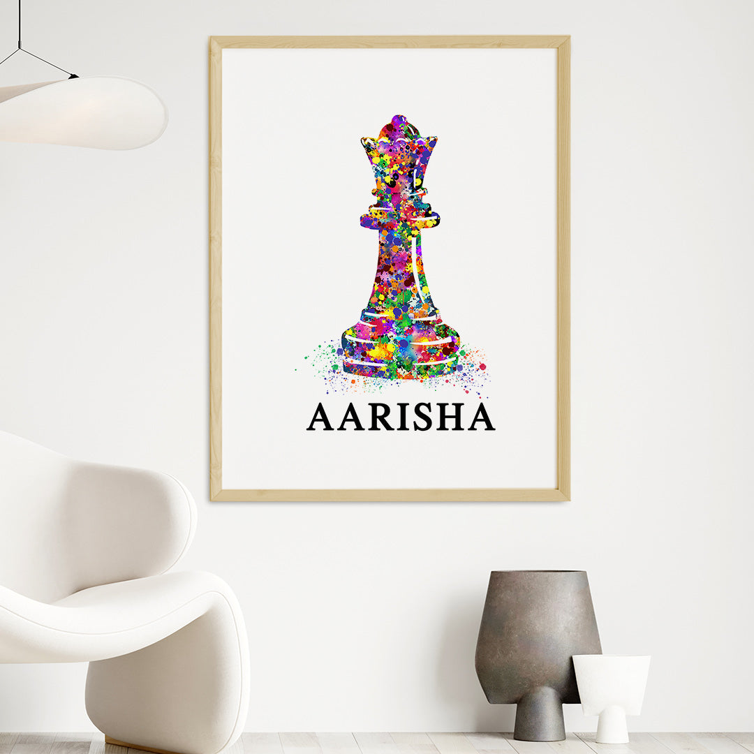 Chess Queen Personalised Wall Art (Big Frame)