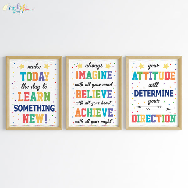 Load image into Gallery viewer, &#39;Growth Mindset&#39; Motivational Wall Art (Framed Set of 3)
