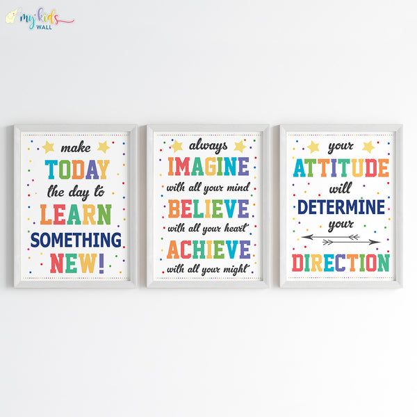 Load image into Gallery viewer, &#39;Growth Mindset&#39; Motivational Wall Art (Framed Set of 3)
