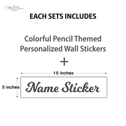 Colorful Pencil Themed Personalized Wall Stickers