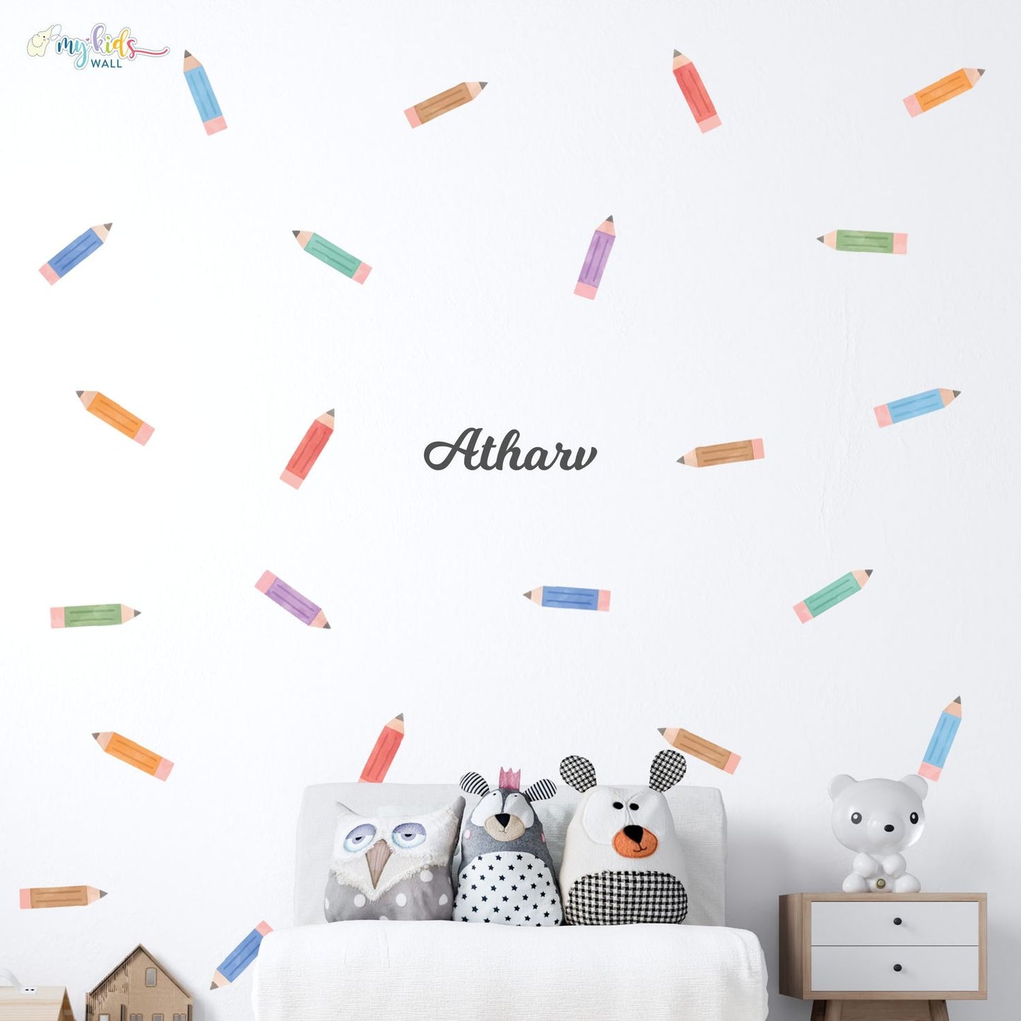 Colorful Pencil Themed Personalized Wall Stickers