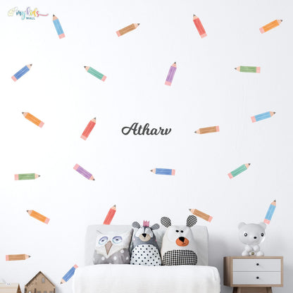 Colorful Pencil Themed Personalized Wall Stickers