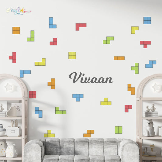 Colorful Puzzle Pieces Personalized Wall Stickers