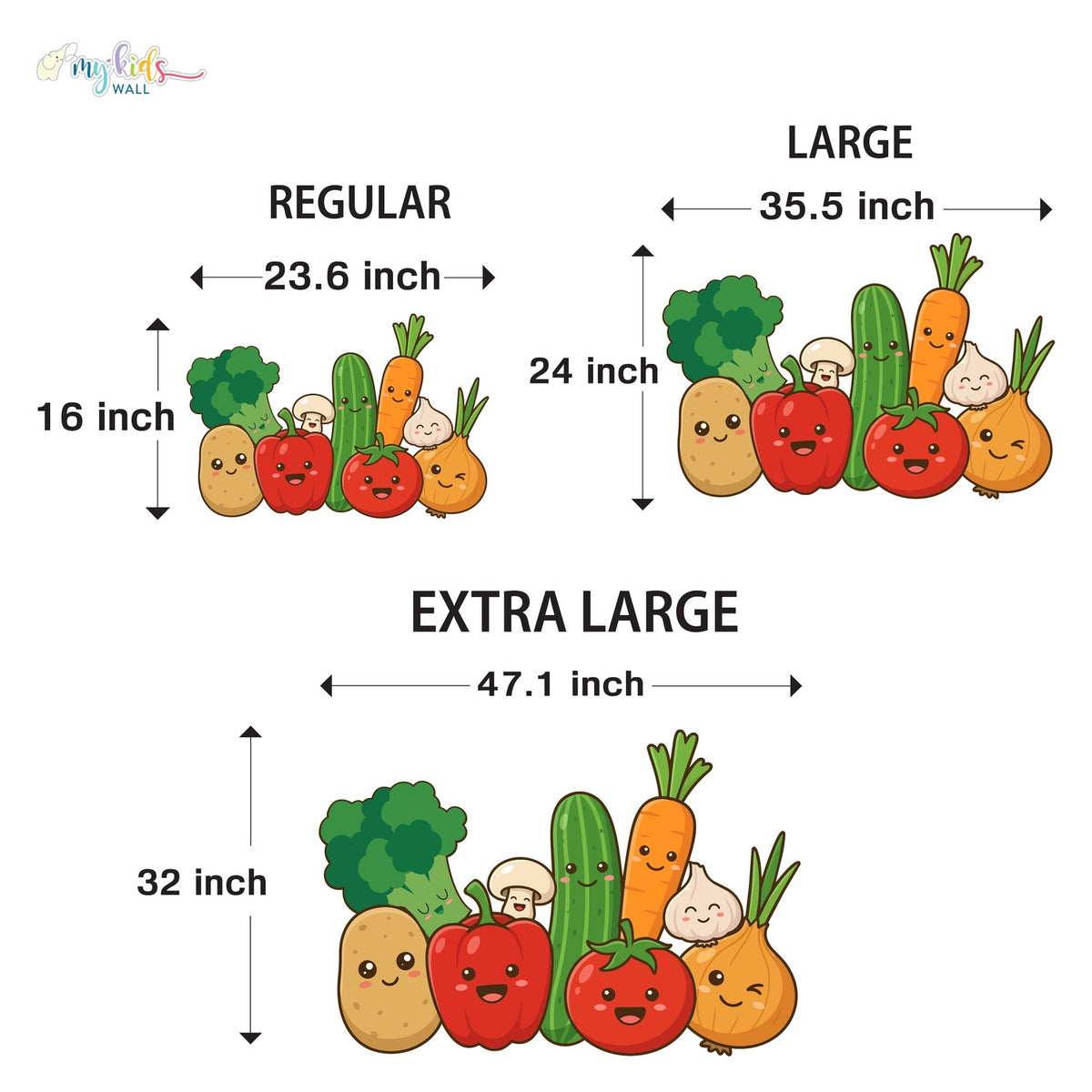 Colorful Smiley Vegetables Wall Stickers
