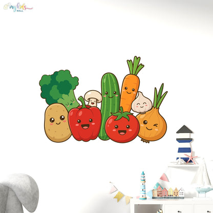 Colorful Smiley Vegetables Wall Stickers