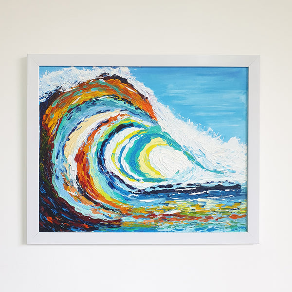 Load image into Gallery viewer, Colorful Waves Hand Painted Canvas Wall Painting (Framed)

