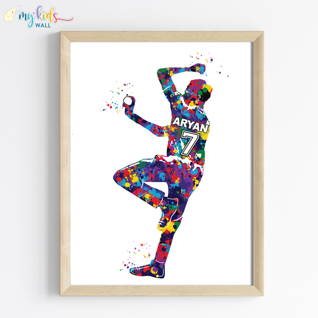Cricket Fast Bowler Personalized Wall Art frame