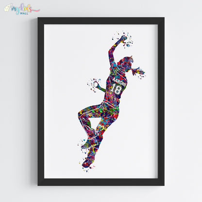 Cricket Fast Bowler Girl Personalized Wall Art (Framed)
