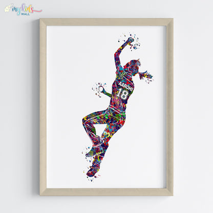 Cricket Fast Bowler Girl Personalized Wall Art (Framed)