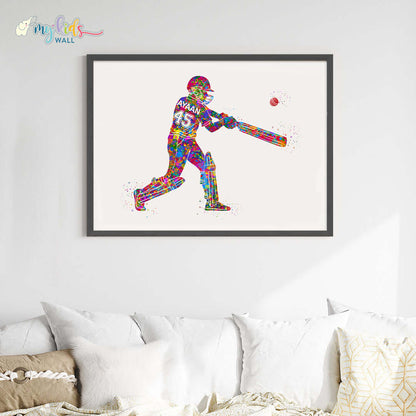 Cricketer Personalised Wall Art Big Frame Black