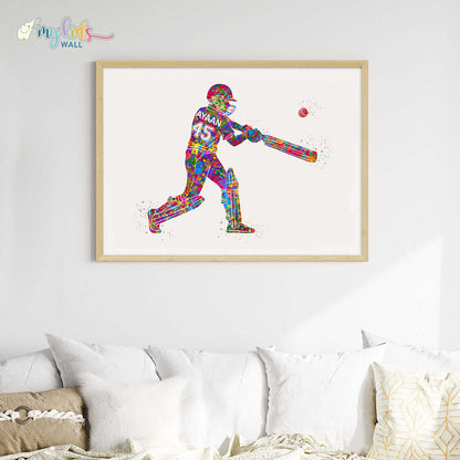 Cricketer Personalised Wall Art Big Frame Wooden