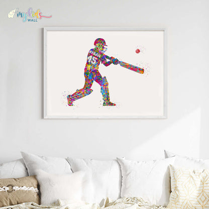Cricketer Personalised Wall Art Big Frame White