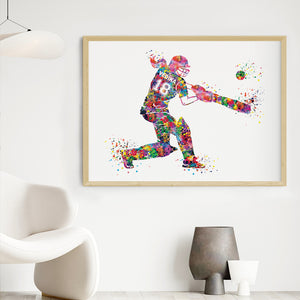 'Cricket Player' Girl Personalised Wall Art (Big Frame)