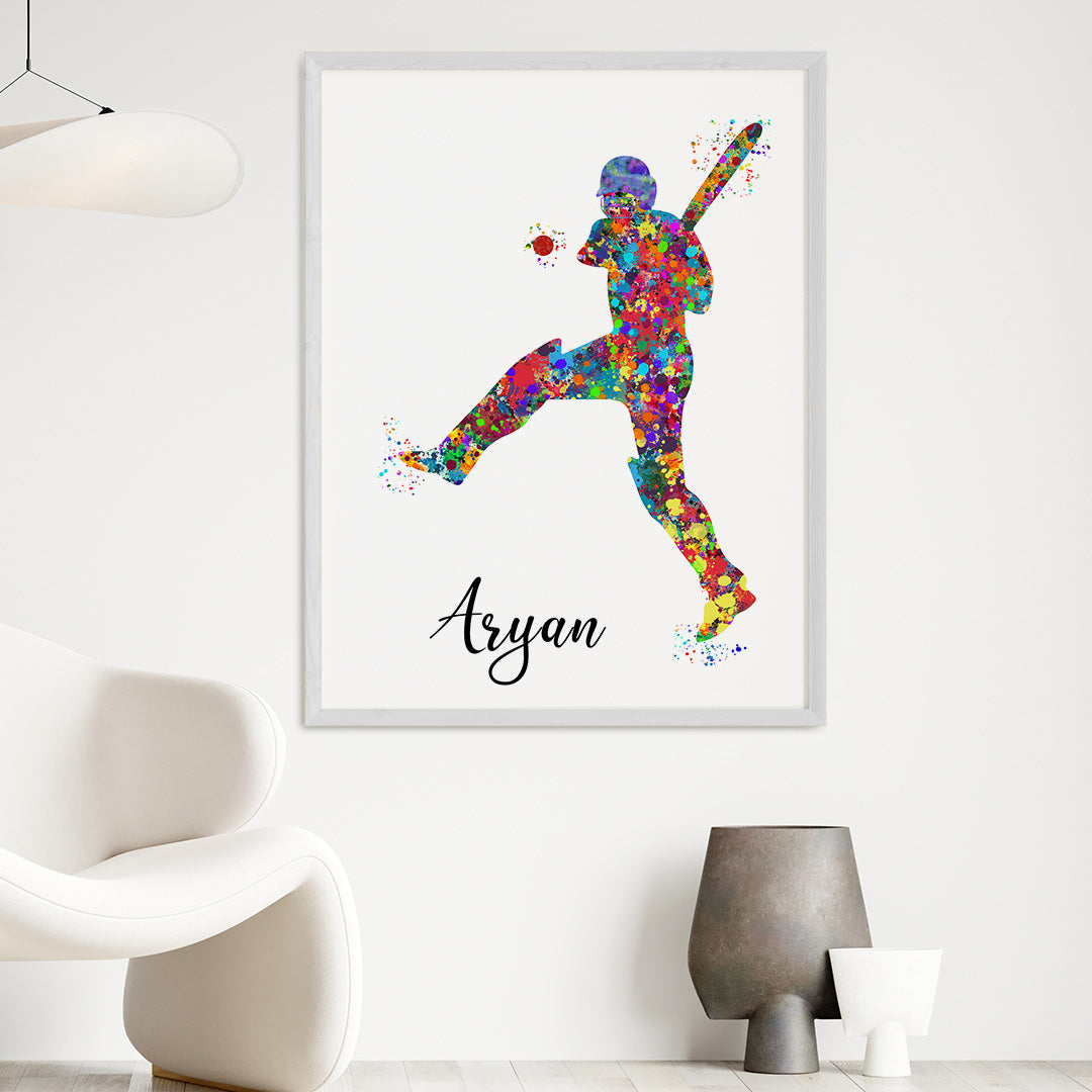 Cricketer Pull Shot Personalized Wall Art (Big Frame)