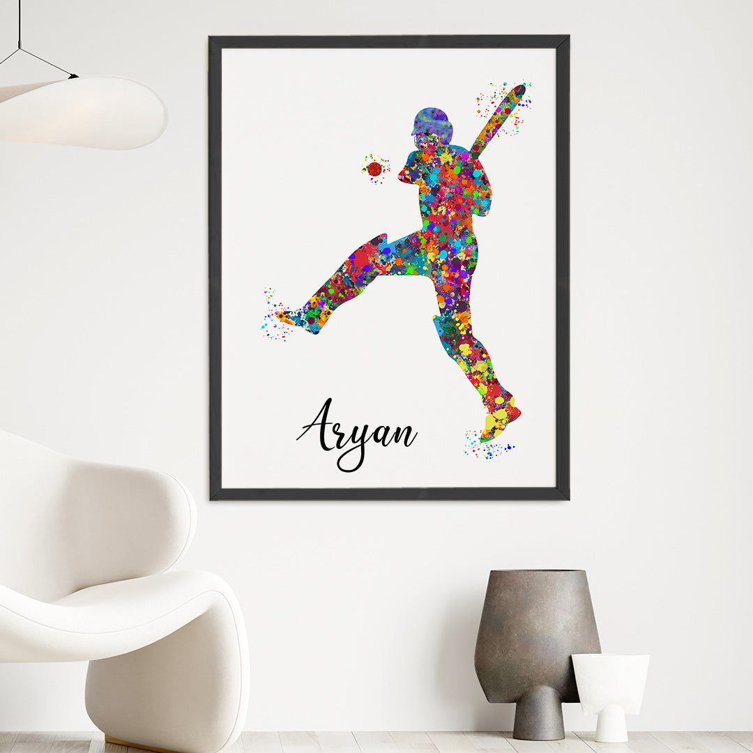 Cricketer Pull Shot Personalized Wall Art (Big Frame)