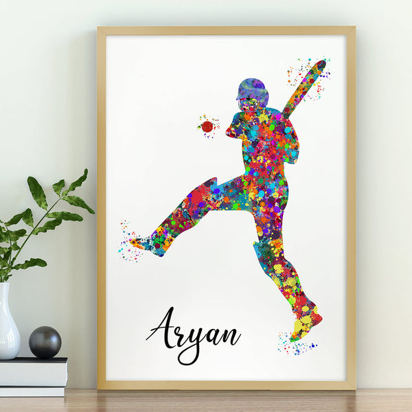 Load image into Gallery viewer, &#39;Cricketer Pull Shot&#39; Personalized Wall Art (Framed)
