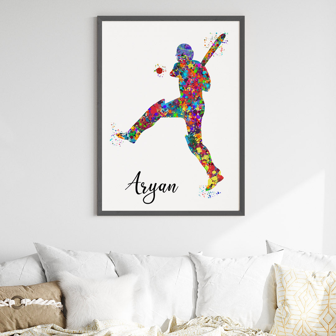 Cricketer Pull Shot Personalized Wall Art (Big Frame)