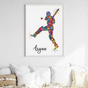 'Cricketer Pull Shot' Personalized Wall Art (Big Frame)