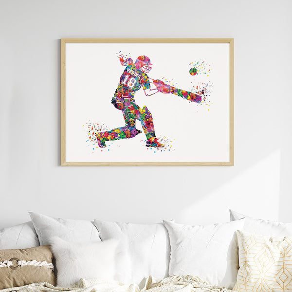 Load image into Gallery viewer, &#39;Cricket Player&#39; Girl Personalised Wall Art (Big Frame)

