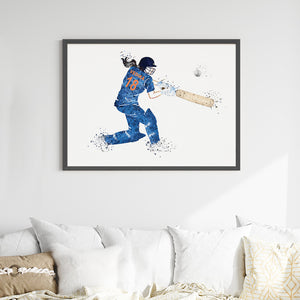 'Cricket Player' Girl Personalised Wall Art (Big Frame)