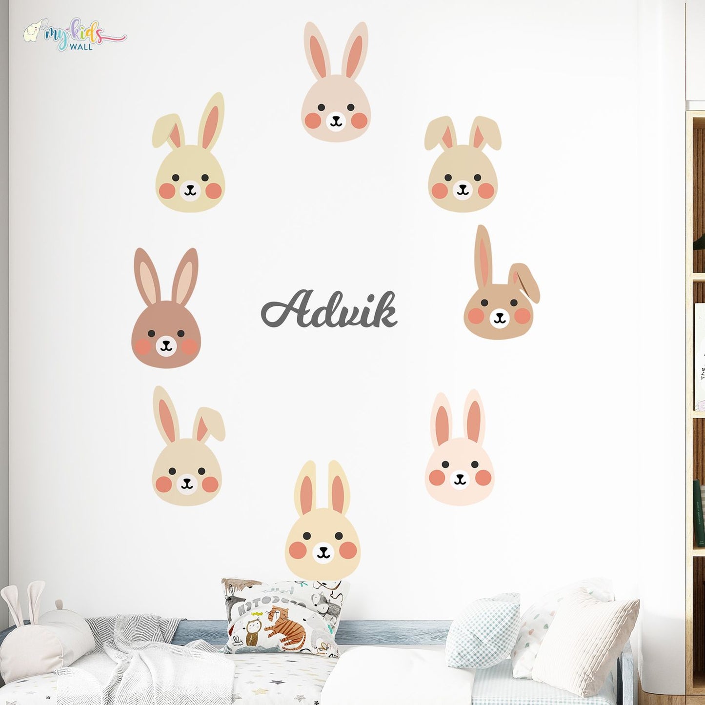 Cute Bunny Faces Personalized Wall Stickers