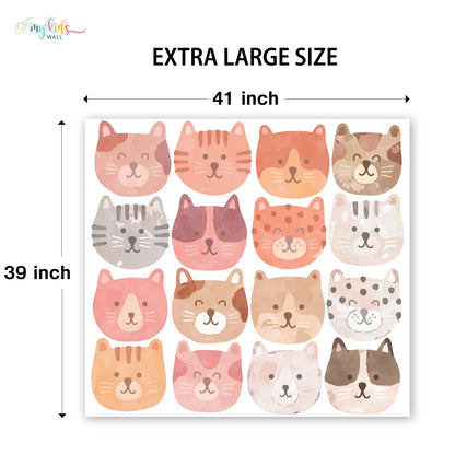 Cute Cartoon Cat Faces Personalized Wall Stickers
