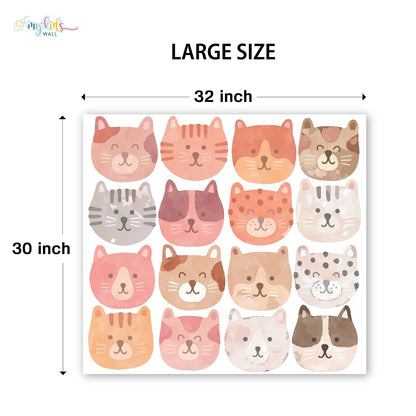 Cute Cartoon Cat Faces Personalized Wall Stickers