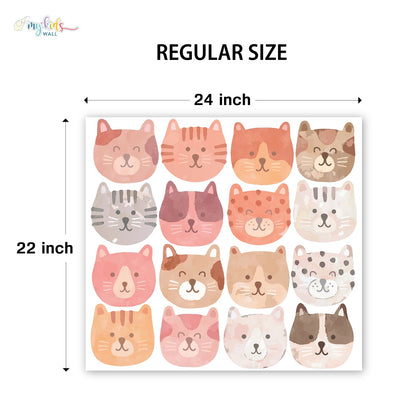 Cute Cartoon Cat Faces Personalized Wall Stickers